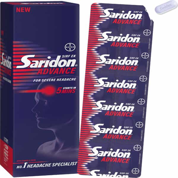 4x Saridon Advance Tablet for 5 in 1 - Pack of 4