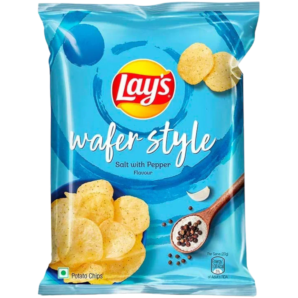 50x Lays Wafer Style Salt With Pepper Flavour, 52 g each (Pack of 50)
