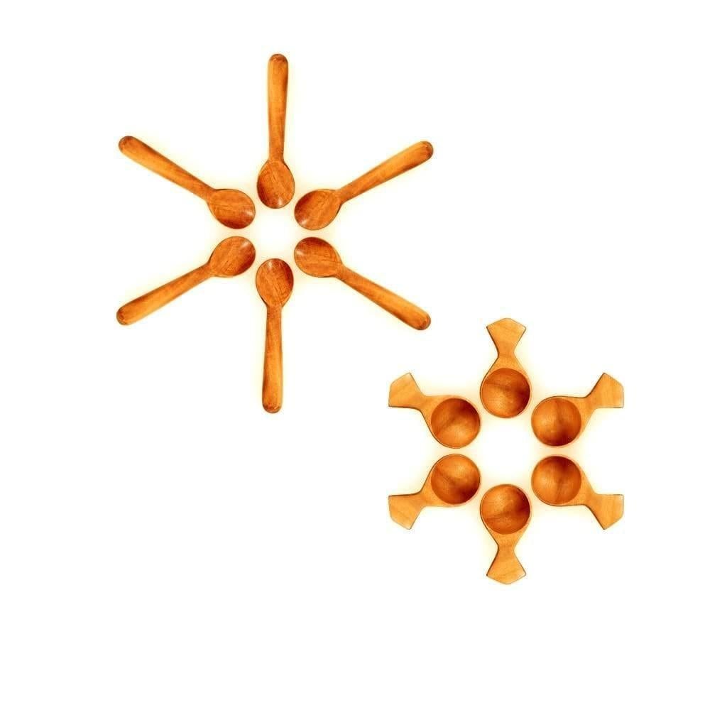 Wooden Masala Spoon (Set of 12) Compact for Salt, Pickle, Turmeric, Spices [7 to 7.5 cm | Neem Wood]